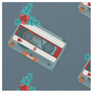 vintage christmas music cassette tape fabric