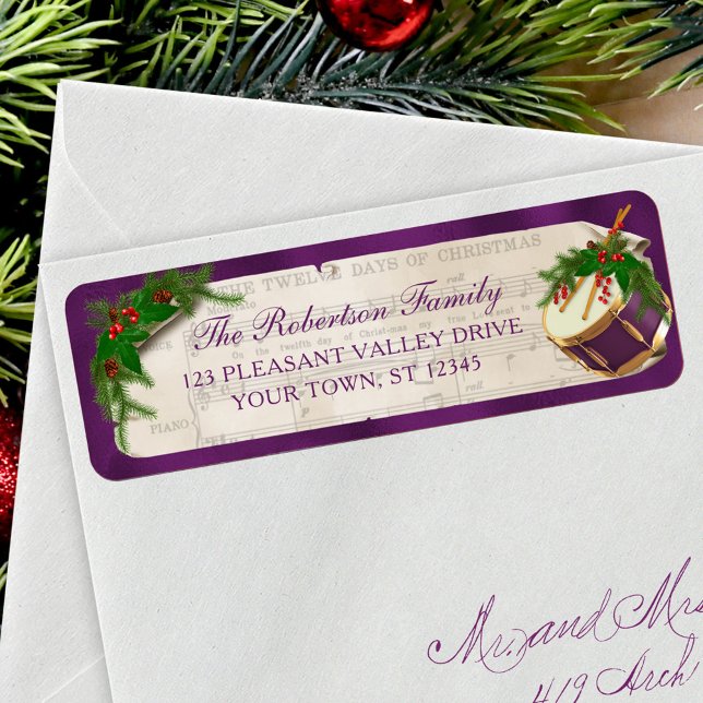 Vintage Christmas Music Drum Return Address (Creator Uploaded)