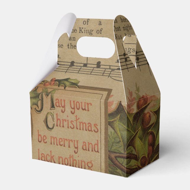 Vintage Christmas Music Sheet Holiday Favor Box (Front Side)