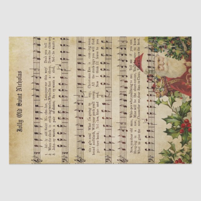 Vintage Christmas Music Tissue Paper (Front)