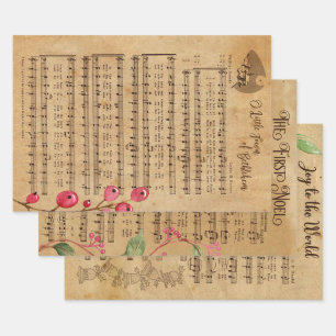 Vintage Christmas Music Wrapping Paper Sheet
