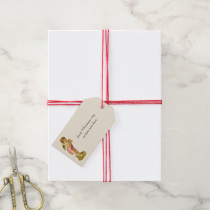 Vintage Christmas, Musician Angel with Pan Pipes Gift Tags