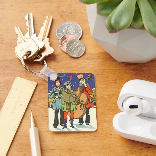 Vintage Christmas, Musicians Caroling with Music Keychain (Desk)