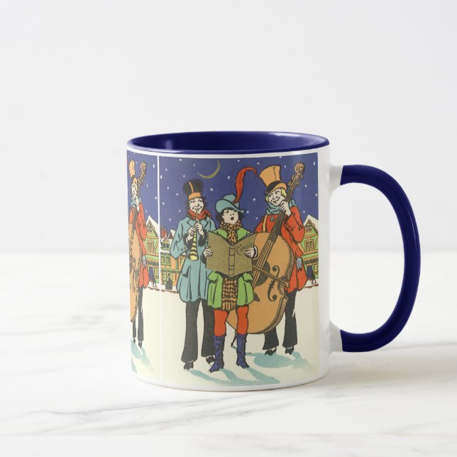 Vintage Christmas, Musicians Caroling with Music Mug (Right)
