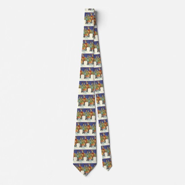 Vintage Christmas, Musicians Caroling with Music Tie (Front)