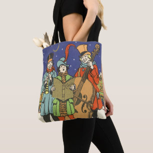 Vintage Christmas, Musicians Caroling with Music Tote Bag
