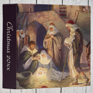 Vintage Christmas Nativity, 3 Shepherds and Jesus Binder