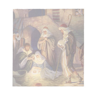 Vintage Christmas Nativity, 3 Shepherds and Jesus Notepad