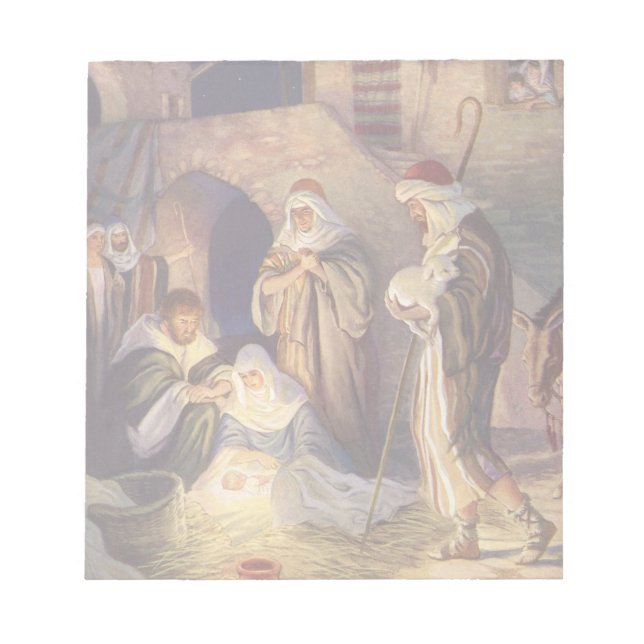 Vintage Christmas Nativity, 3 Shepherds and Jesus Notepad (Front)