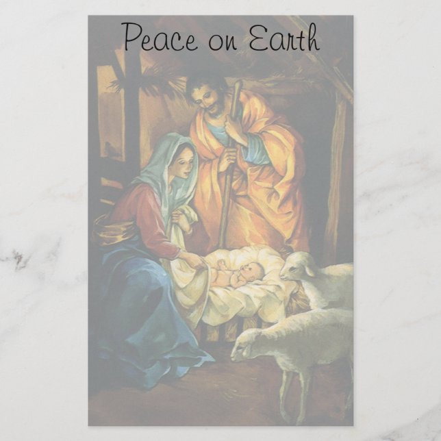 Vintage Christmas Nativity, Baby Jesus in Manger (Front)