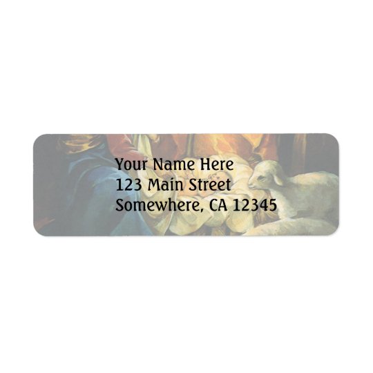 Vintage Christmas Nativity, Baby Jesus in Manger Return Address Label