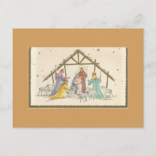 Vintage Christmas Nativity Holiday Postcard