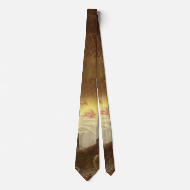 Vintage Christmas Nativity, Mary Joseph Baby Jesus Tie (Front)