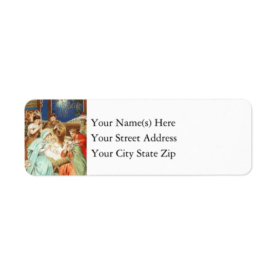 Vintage Christmas Nativity Return Address Label