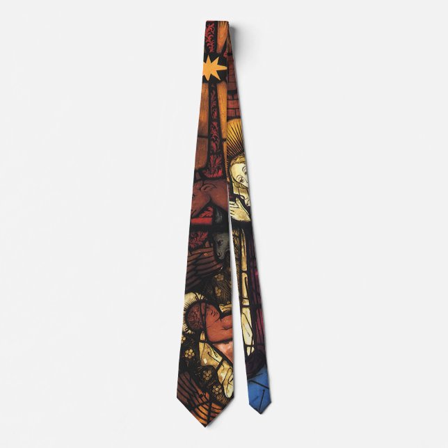 Vintage Christmas Nativity Scene in Stained Glass Tie (Front)