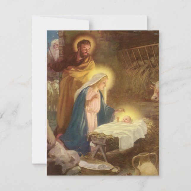 Vintage Christmas Nativity Scene Party Invitation (Front)