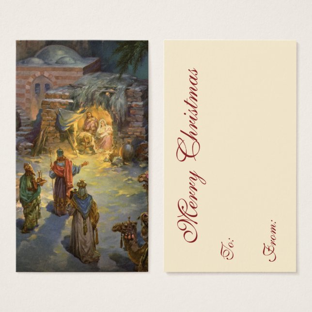 Vintage Christmas Nativity with Visiting Magi (Front & Back)