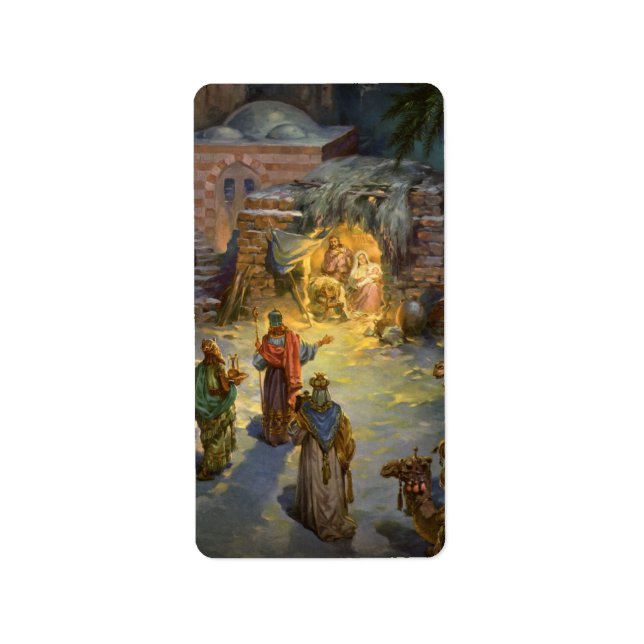 Vintage Christmas Nativity with Visiting Magi Label (Front)