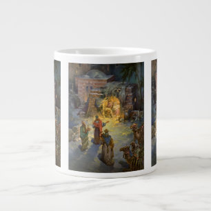 Vintage Christmas Nativity with Visiting Magi Large Coffee Mug
