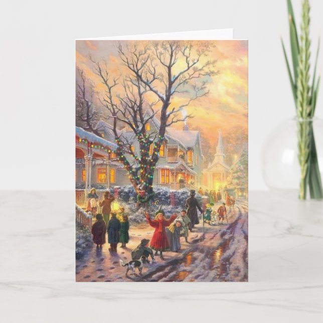 Vintage Christmas Neighbourhood Holiday Card (Front)