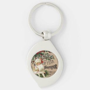 Vintage Christmas New Year Ephemera Keychain