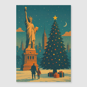 Vintage Christmas New York Magnet   Statue 