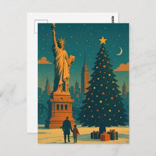 Vintage Christmas New York  – Statue of Liberty Postcard