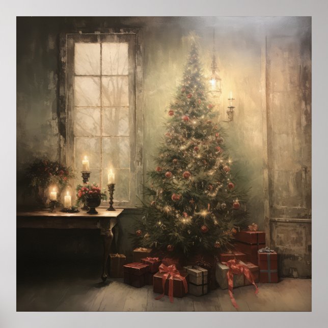 Vintage Christmas Night Poster (Front)