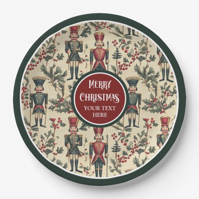 Vintage Christmas nutcracker personalized plates (Front)