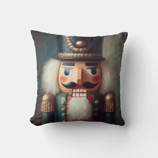 Vintage Christmas Nutcracker Throw Pillow (Front)