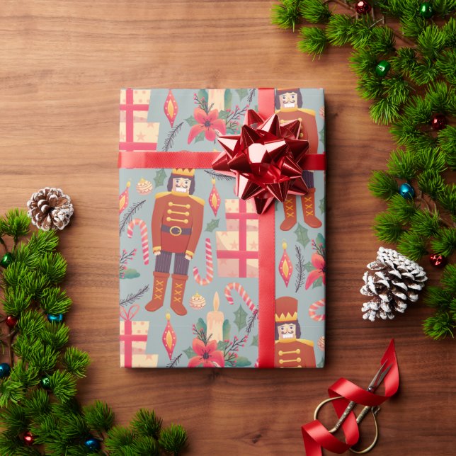 Vintage Christmas Nutcrackers and Gifts  Wrapping Paper (Holiday Gift)