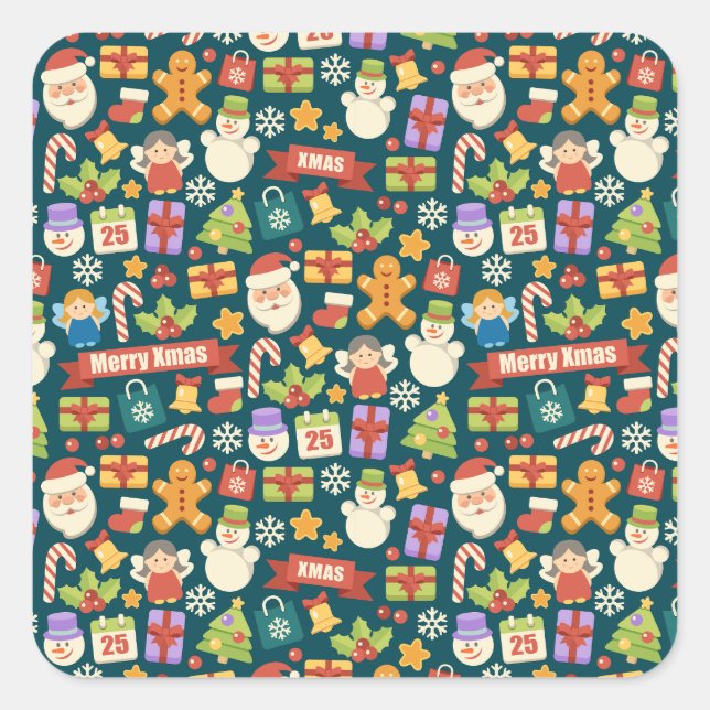 Vintage Christmas Nutcrackers Merry Christmas Cute Square Sticker (Front)