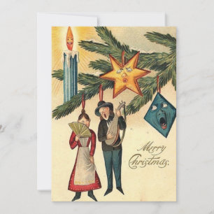 Vintage Christmas Odd Tree Ornaments Holiday Card