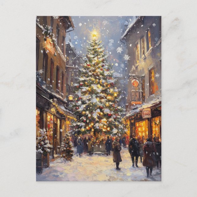 Vintage Christmas Oil Painting Postcard (Front)