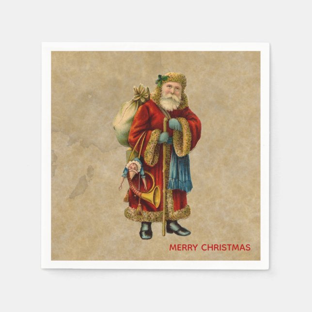 Vintage Christmas Old World Santa Claus Napkin (Front)