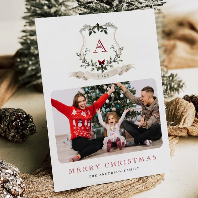 Vintage Christmas One Photo Holiday Card (Creator Uploaded)