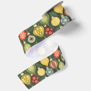 Vintage Christmas Ornament Colourful Retro Holiday Satin Ribbon