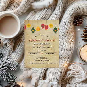 Vintage Christmas Ornament Exchange Holiday party  Invitation