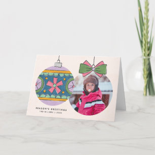 Vintage Christmas Ornament Greeting Card - Purple