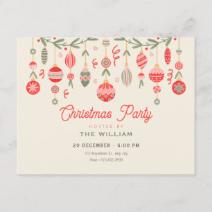 Vintage christmas ornament invitation