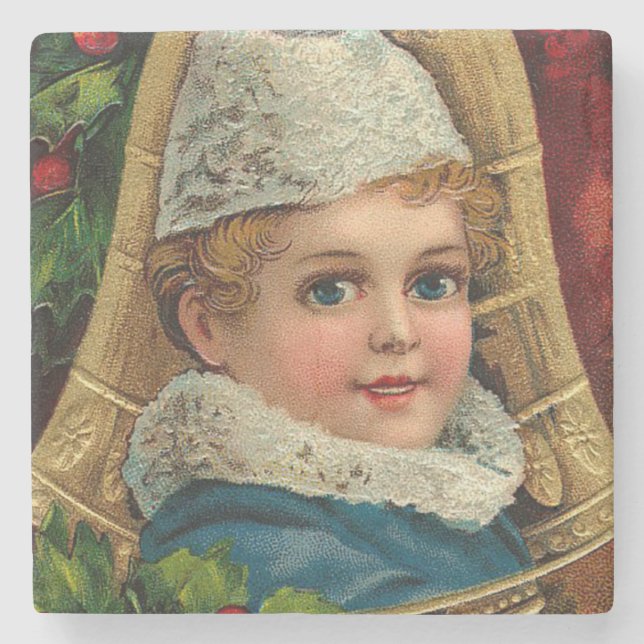 Vintage Christmas Ornament Stone Coaster (Front)