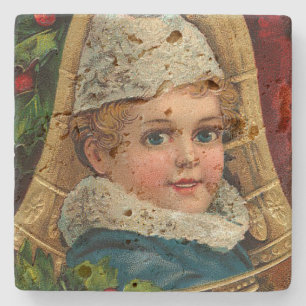Vintage Christmas Ornament Stone Coaster
