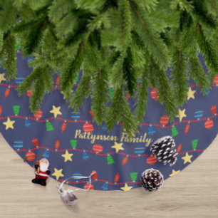 Vintage Christmas ornaments elegant blue Brushed Polyester Tree Skirt