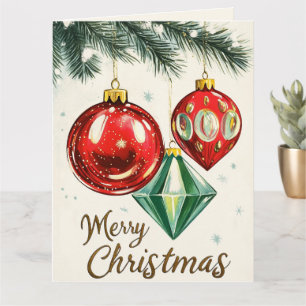 Vintage Christmas Ornaments Folded Greeting Card