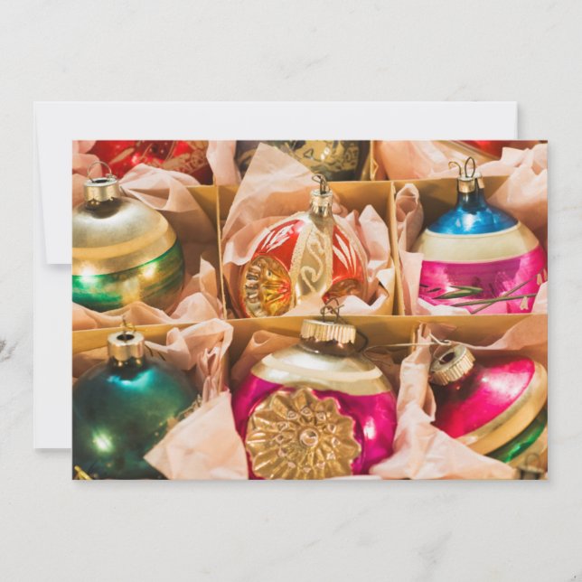 Vintage Christmas ornaments Holiday Card (Front)