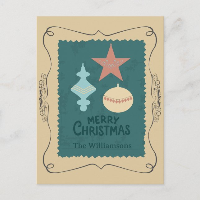 Vintage Christmas Ornaments Holiday Postcard (Front)