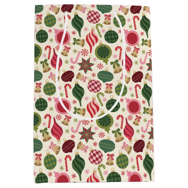 Vintage Christmas Ornaments Medium Gift Bag (Front)