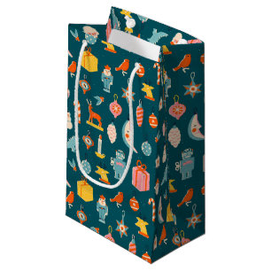 Vintage Christmas Ornaments Pattern Small Gift Bag