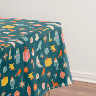 Vintage Christmas Ornaments Pattern Tablecloth