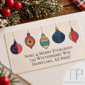 Vintage Christmas Ornaments Return Address Label